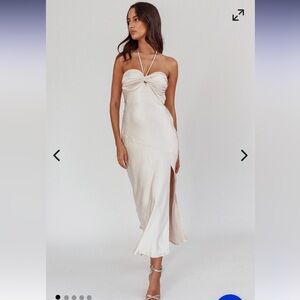 Selfie Leslie Kindred Spirit Strapless Gathered Bust Midi
Dress Champagne NEW M